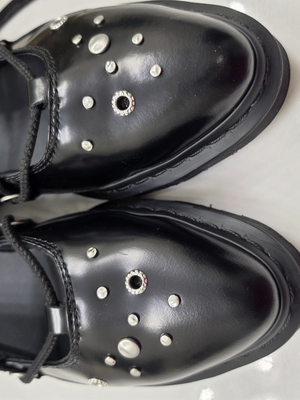 Dr. Martens Elphie II HDW Black Studded Lace-Up Flats - Picture 2 of 12